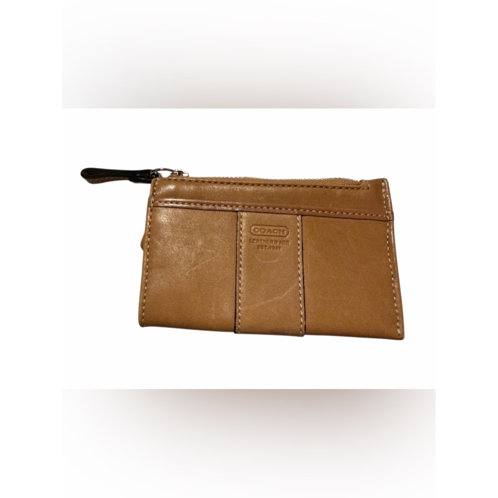 Coach Brown Leather Zip Card Case Wallet